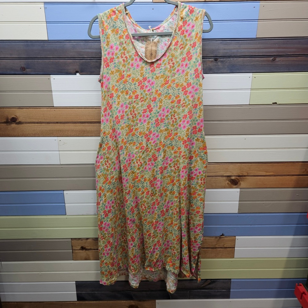 Natural Life Floral Cotton Sleeveless Midi Dress XS/S LHDRS002012 Pockets
